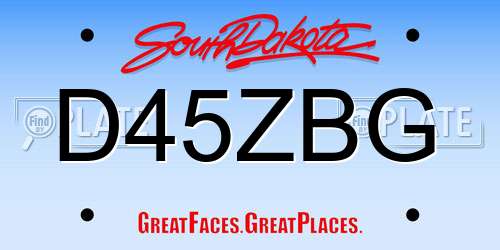 D45ZBG South Dakota License Plate
