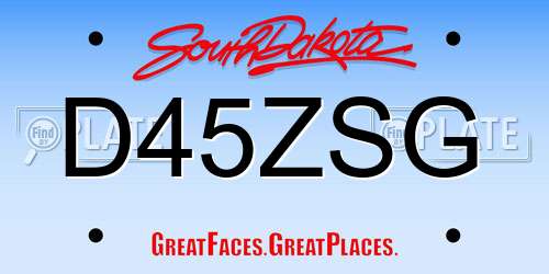 D45ZSG South Dakota License Plate