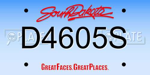 D4605S South Dakota License Plate