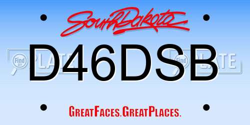 D46DSB South Dakota License Plate