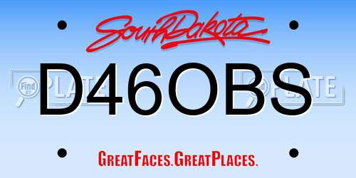 D46OBS South Dakota License Plate