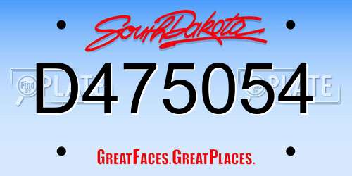 D475054 South Dakota License Plate