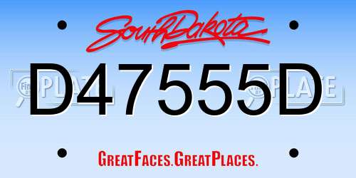 D47555D South Dakota License Plate