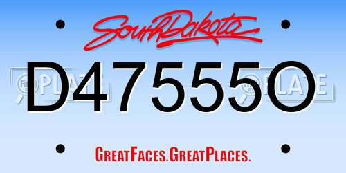 D47555O South Dakota License Plate