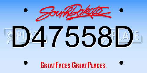 D47558D South Dakota License Plate
