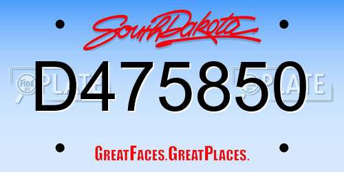 D475850 South Dakota License Plate