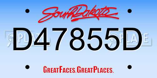 D47855D South Dakota License Plate