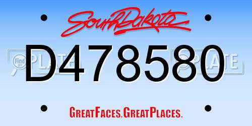 D478580 South Dakota License Plate
