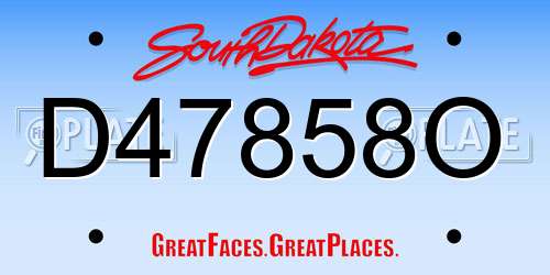 D47858O South Dakota License Plate