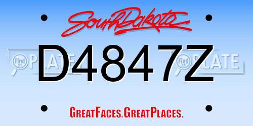 D4847Z South Dakota License Plate