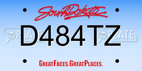D484TZ South Dakota License Plate