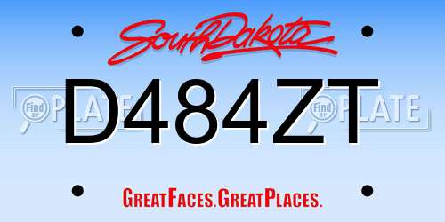 D484ZT South Dakota License Plate