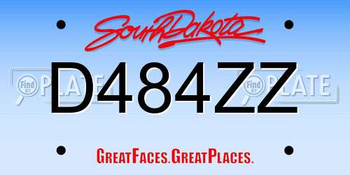 D484ZZ South Dakota License Plate