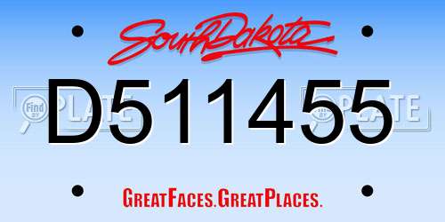 D511455 South Dakota License Plate