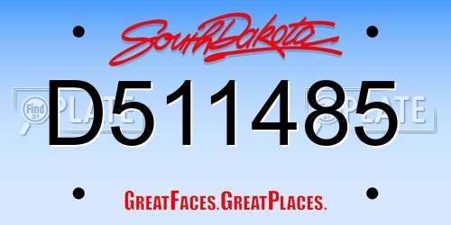 D511485 South Dakota License Plate