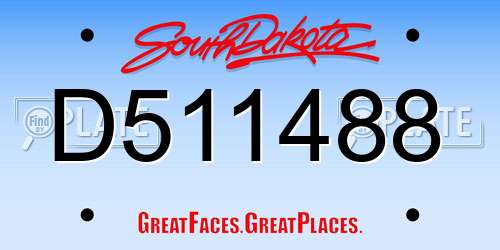 D511488 South Dakota License Plate