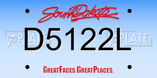 D5122L South Dakota License Plate