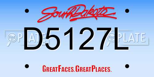D5127L South Dakota License Plate