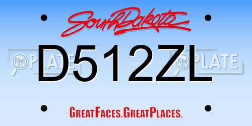 D512ZL South Dakota License Plate