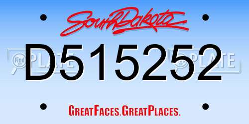 D515252 South Dakota License Plate