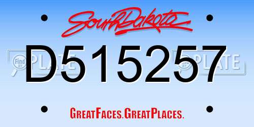 D515257 South Dakota License Plate