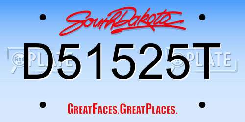 D51525T South Dakota License Plate