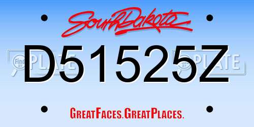 D51525Z South Dakota License Plate