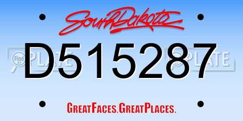 D515287 South Dakota License Plate