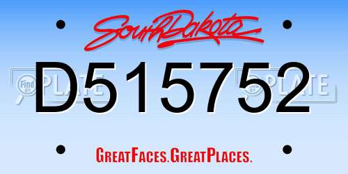 D515752 South Dakota License Plate