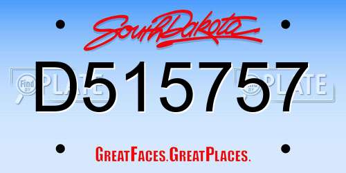 D515757 South Dakota License Plate