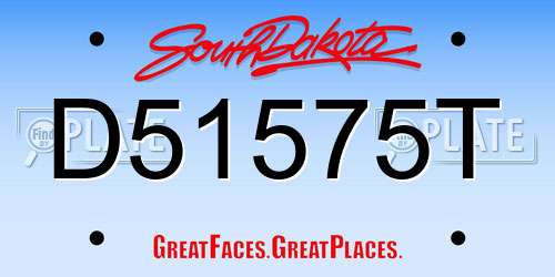D51575T South Dakota License Plate