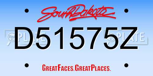 D51575Z South Dakota License Plate