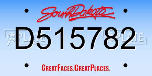D515782 South Dakota License Plate