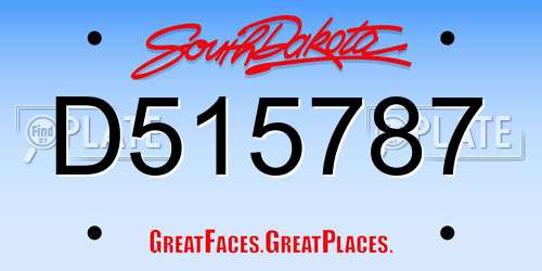 D515787 South Dakota License Plate