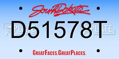 D51578T South Dakota License Plate