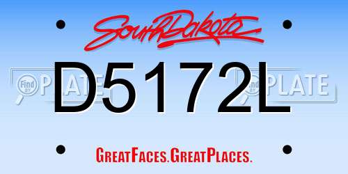 D5172L South Dakota License Plate