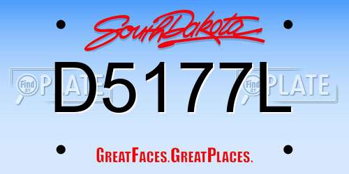 D5177L South Dakota License Plate