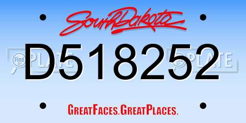 D518252 South Dakota License Plate