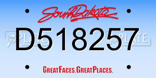 D518257 South Dakota License Plate