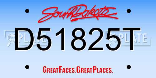 D51825T South Dakota License Plate