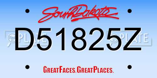 D51825Z South Dakota License Plate