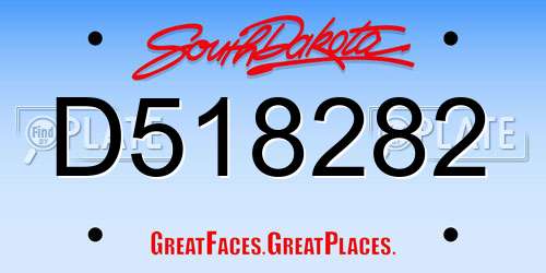 D518282 South Dakota License Plate