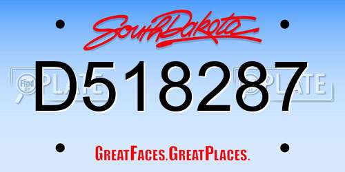D518287 South Dakota License Plate