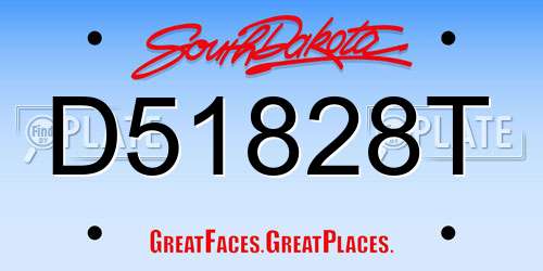 D51828T South Dakota License Plate