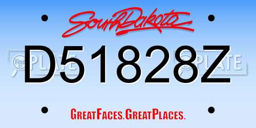 D51828Z South Dakota License Plate