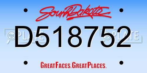 D518752 South Dakota License Plate