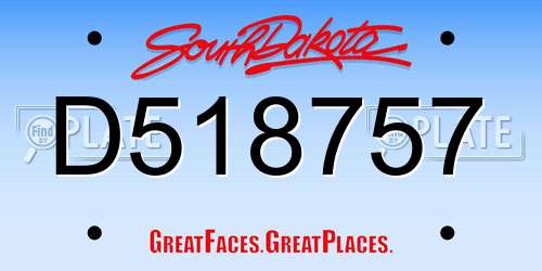 D518757 South Dakota License Plate