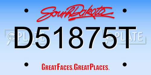 D51875T South Dakota License Plate