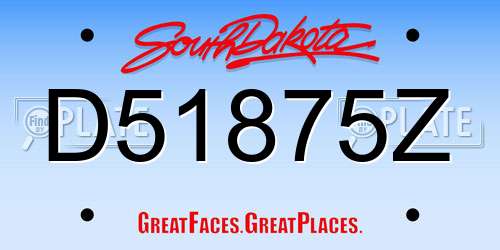 D51875Z South Dakota License Plate