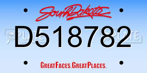 D518782 South Dakota License Plate